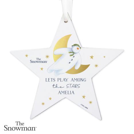 Personalised The Snowman Gold Moon Wooden Star Decoration   £9.99