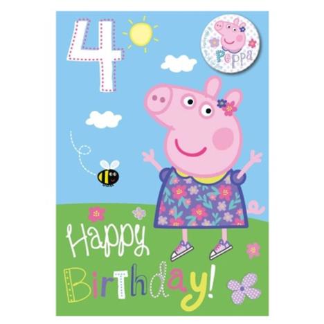 4th Birthday Peppa Pig Card With Badge (PG004) - Character Brands