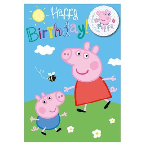 Happy Birthday Peppa Pig Birthday Card With Badge (PG005) - Character ...