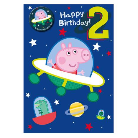 2nd Birthday Peppa Pig Space Card With Badge (PG015) - Character Brands