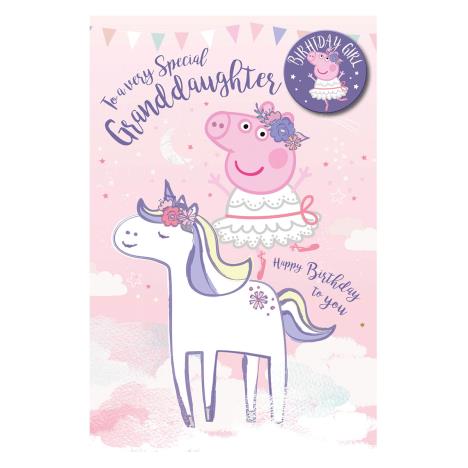 Granddaughter Peppa Pig Birthday Card With Badge  £3.40